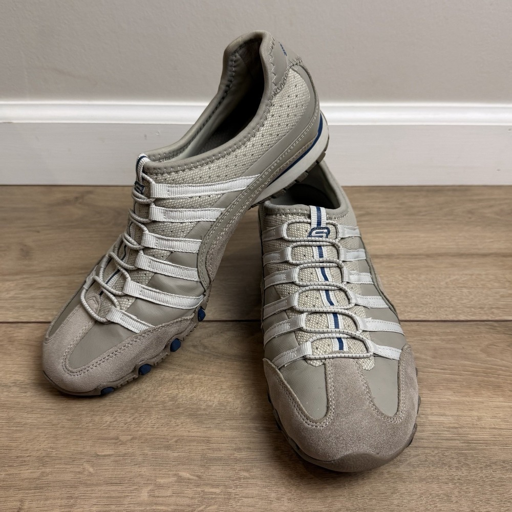 Skechers SN 21552 Slip On Sneakers Athletic Bikers Shoes Women's Size 8 Beige